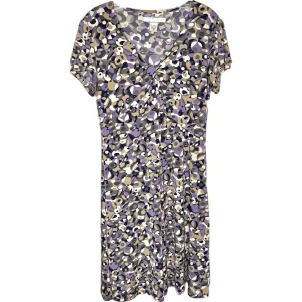 Geoffrey Beene Sport Twist Front A-Line Dress - Purple/Gray/Taupe - M